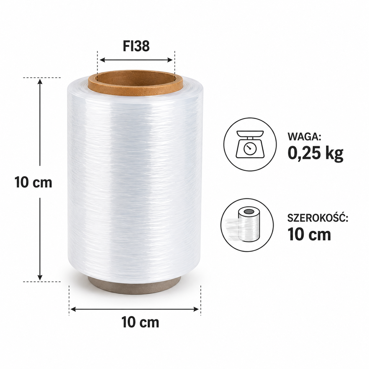 mini stretch 0,25 kg 10 cm fi38 transparentny folia stretch rĘczna