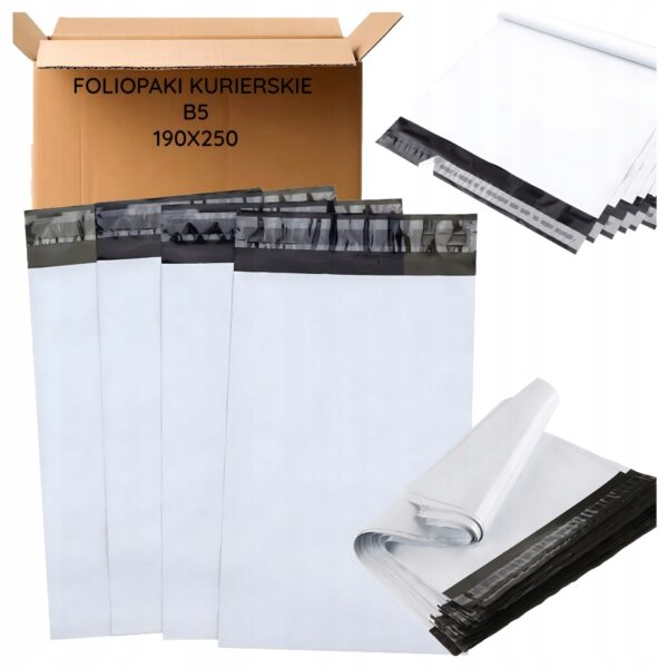 foliopaki kurierskie biaŁe b5 190x250 50 szt mocne koperty foliowe