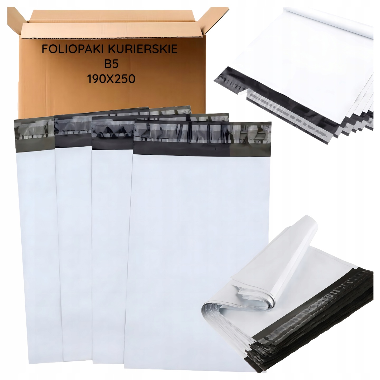 foliopaki kurierskie biaŁe b5 190x250 50 szt mocne koperty foliowe