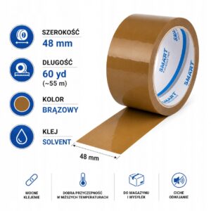 taŚma pakowa mocna smart 48/60y kauczuk solvent brĄz do paczek